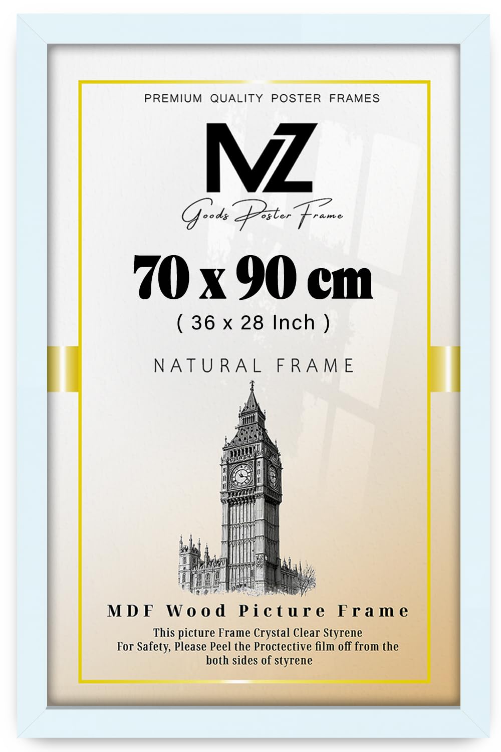MZ GOODS | Extra Large 2' 4" x 2' 11" White Poster Frame (70 x 90 CM) - Bedroom, Dining Room or Hallway House Decoration 36 x 28 Inch [ White ]