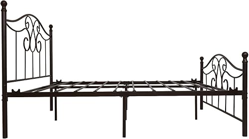 Miniatura 26 de Base de cama de metal Queen con cabecera y estribo, plataforma de granja, marco de cama tamaño Queen para debajo de la cama, no necesita somier y
