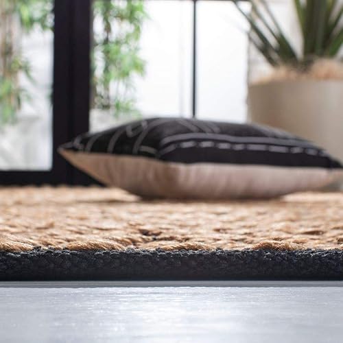 Miniatura 4 de SAFAVIEH Kilim Collection - Alfombra de área de 9 x 12 pies, natural y negro, yute bohemio hecho a mano, ideal para zonas de alto tráfico en sala de