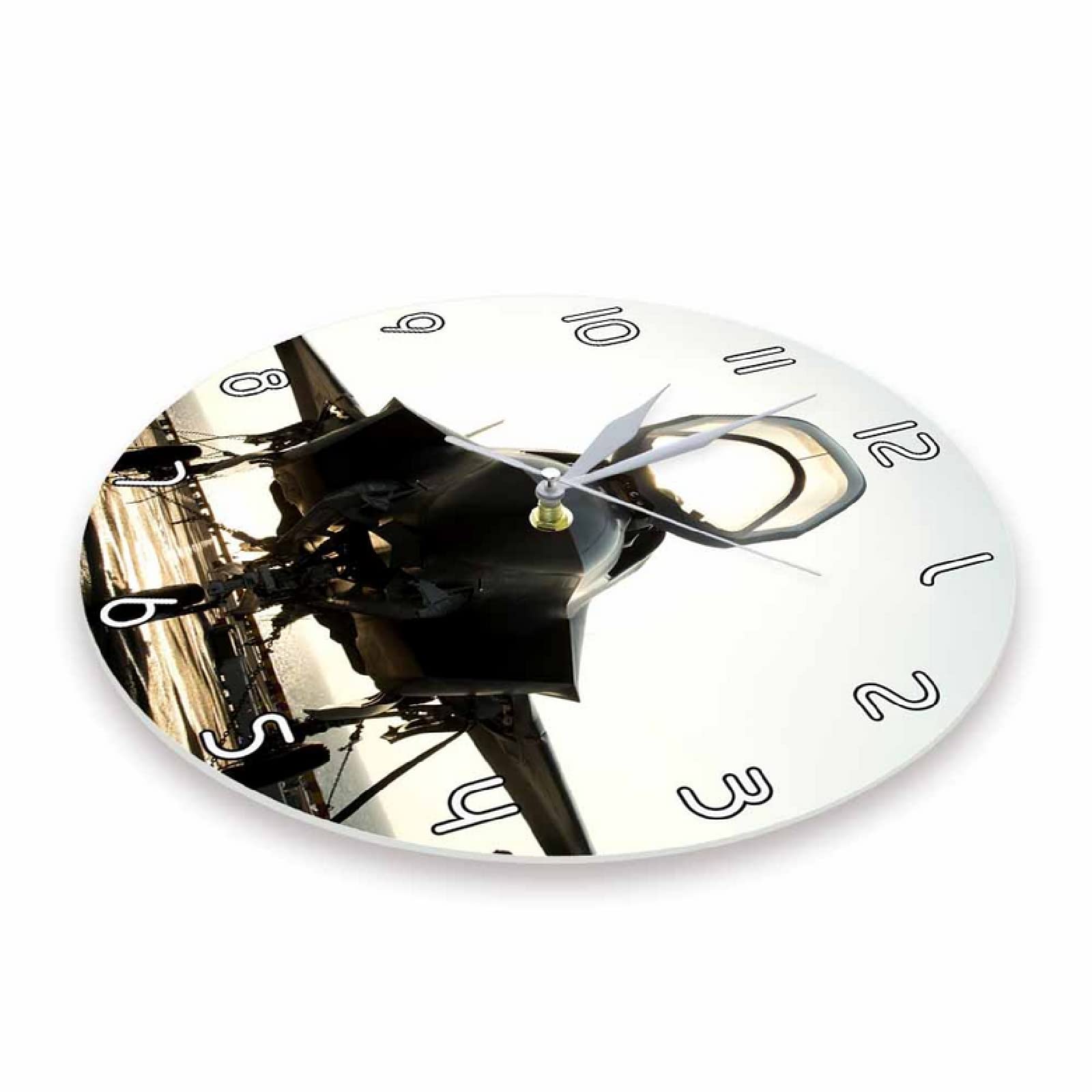 (30cm) Reloj de Pared silencioso sin tictac de diseño Moderno Jet Fighter para Sala de Estar piloto, decoración del hogar de aviación, Relojes, Reloj de Pared