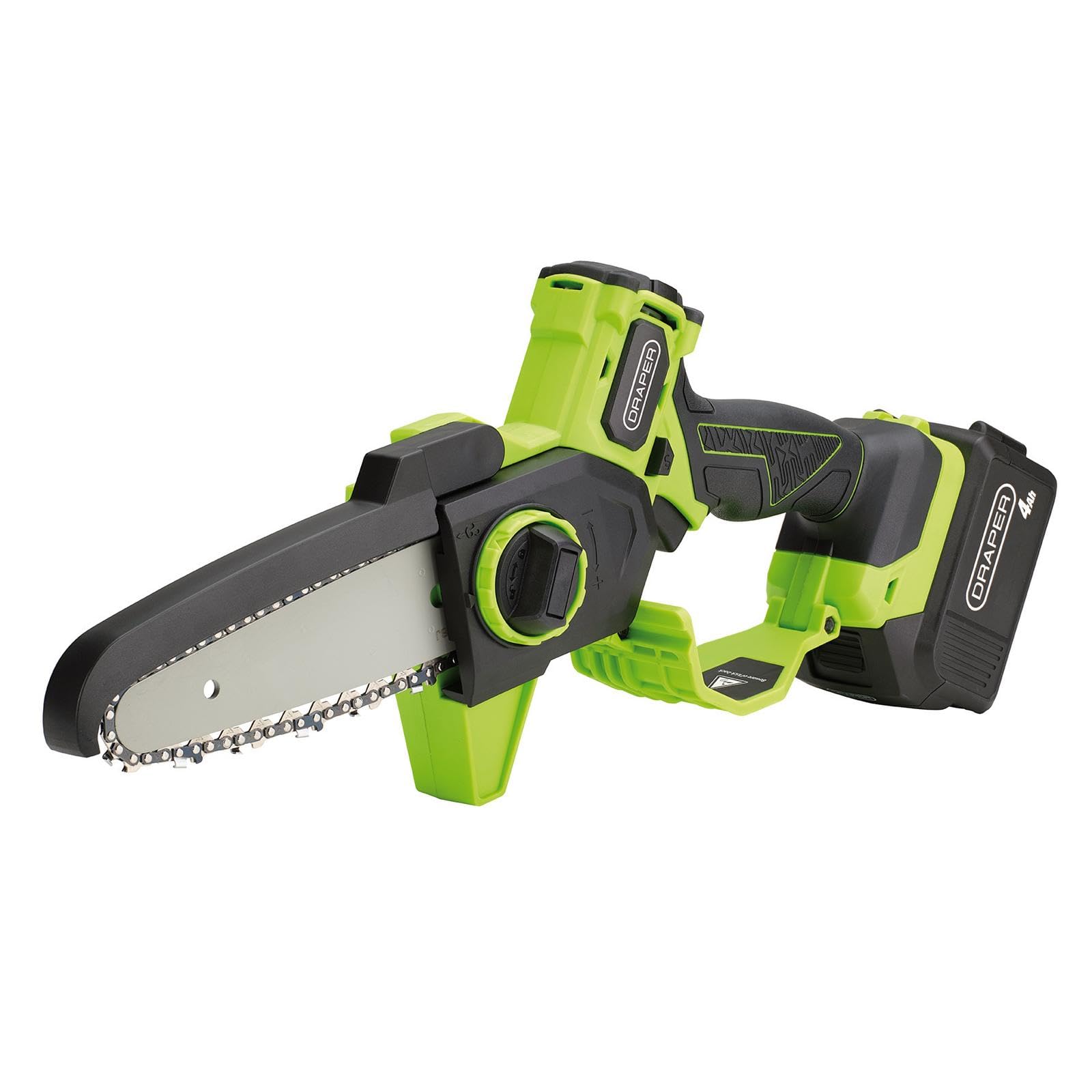 Draper 31872 Mini sierra de podar sin escobillas de 18 V, 1 batería de 4.0 Ah, 1 cargador