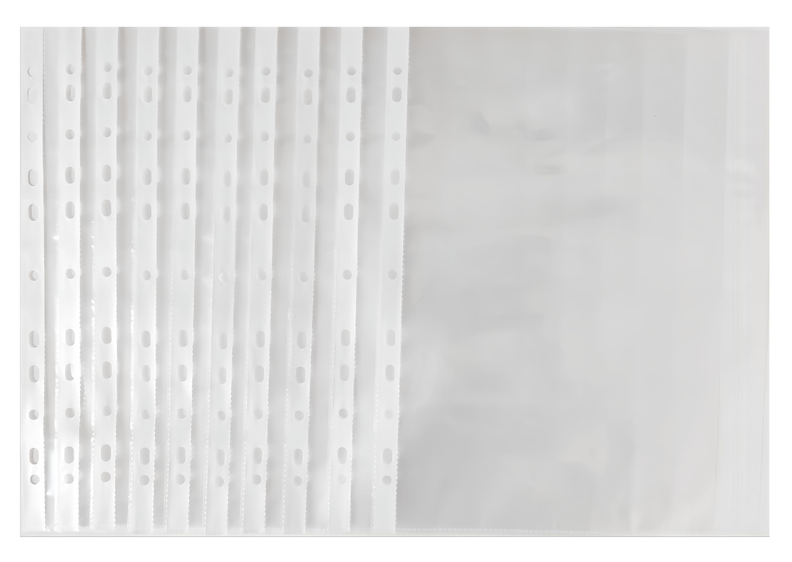 MIEGUIWOR Pack of 100 Clear Plastic Heavy Duty Punched Pockets A4 of PP,Multi-Hole for 2,3,and 4-Ring Binders and Folders,A4 Plastic Protective Sleeves for File,Document,Office,School (80 Microns 100)