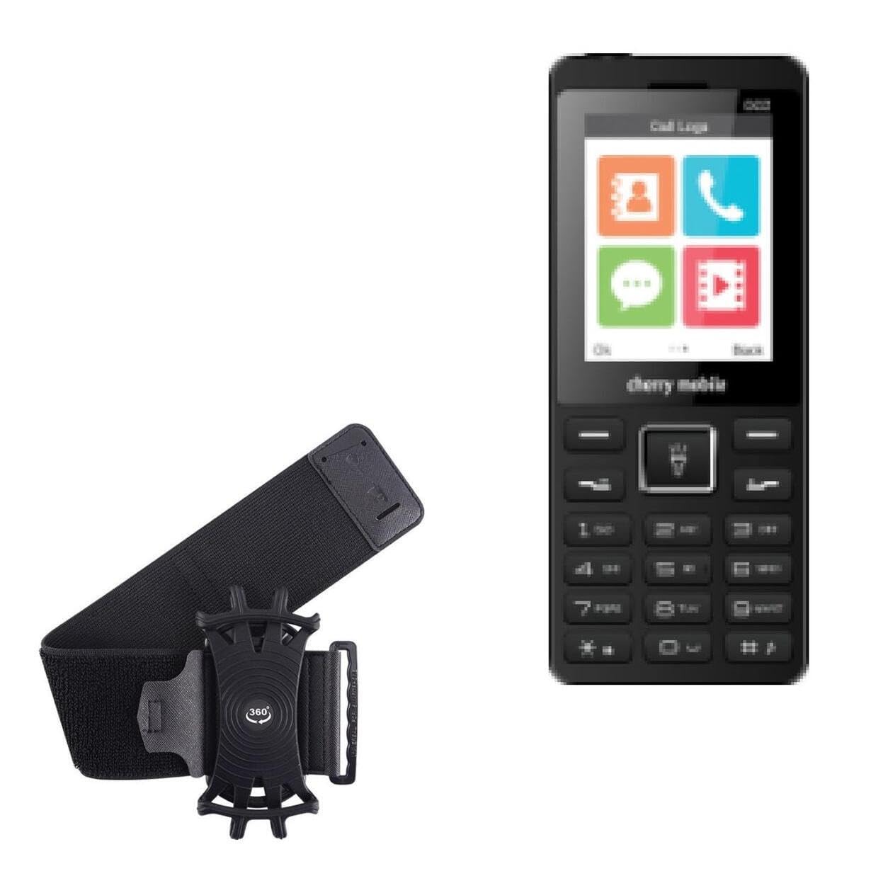 BoxWave Holster Compatible with Cherry Mobile B22 - ActiveStretch Sport Armband, Adjustable Armband for Workout and Running - Jet Black