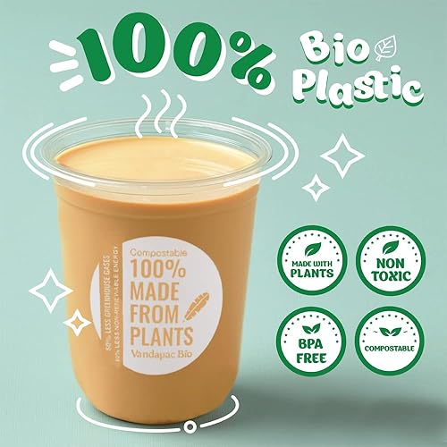 Miniatura 2 de VANDAPAC Vasos compostables Vasos de plástico de 18 oz (20 tazas). Copas biodegradables que son tazas frías ecológicas. Vasos de plástico