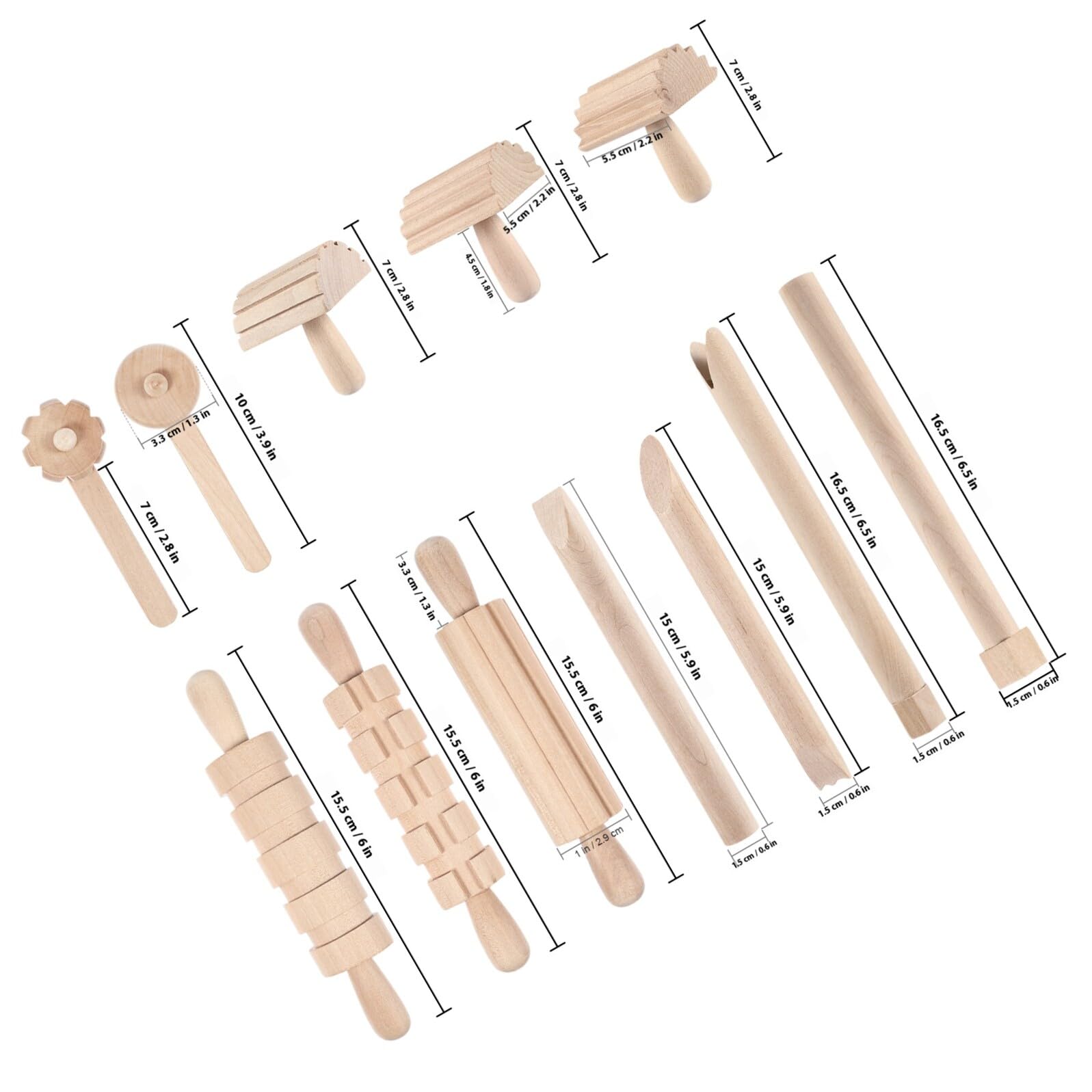 Set D'outils en Bois pour Argile et Pâte à Modeler, Surface Lisse sans Bavure, Matériau Synthétique, pour Créativité et Loisirs des Garçon et Filles