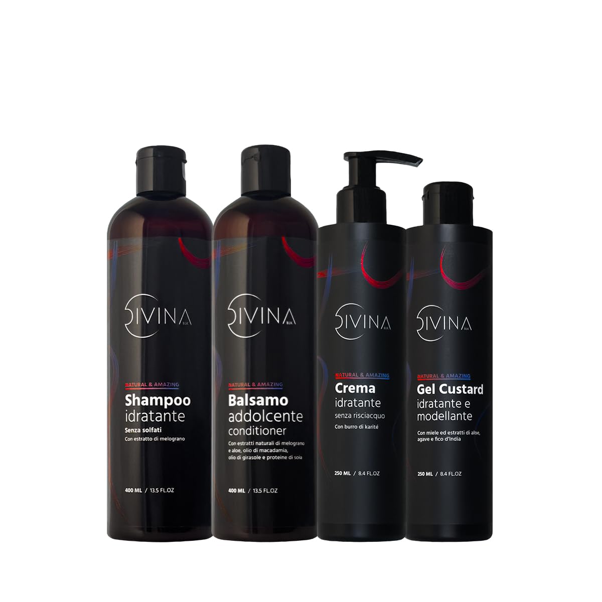 Kit definición suavizante para cabello ondulado, rizado, súper rizado, afro Natural&Amazing de DIVINA BLK