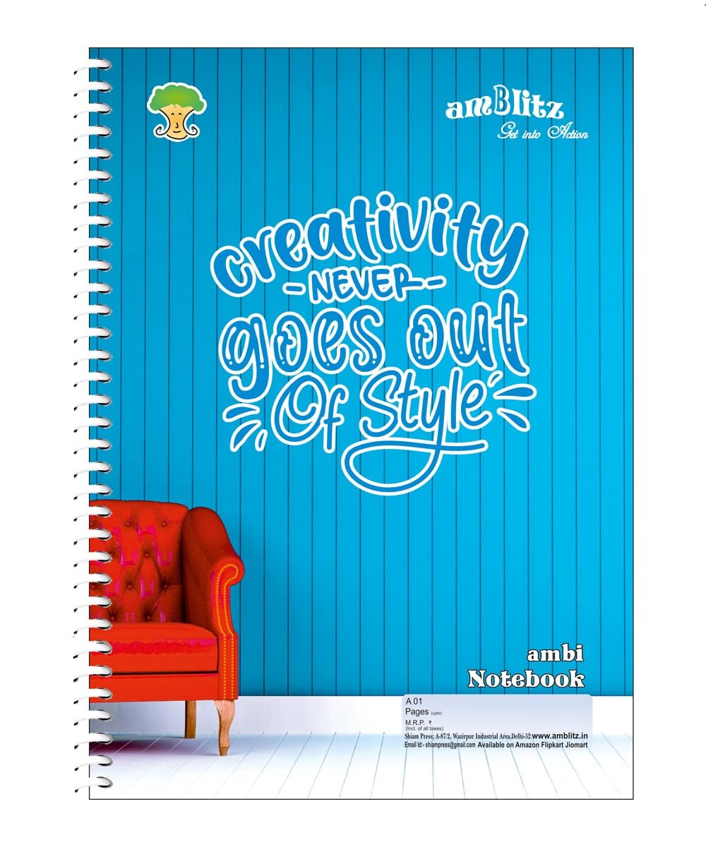 amblitz Quaderno a spirale, 400 pagine, formato A4, rigato singolo, belle copertine con citazioni motivazionali, confezione da 1, quaderno per appunti per studenti universitari, carta spessa 70 g/m²