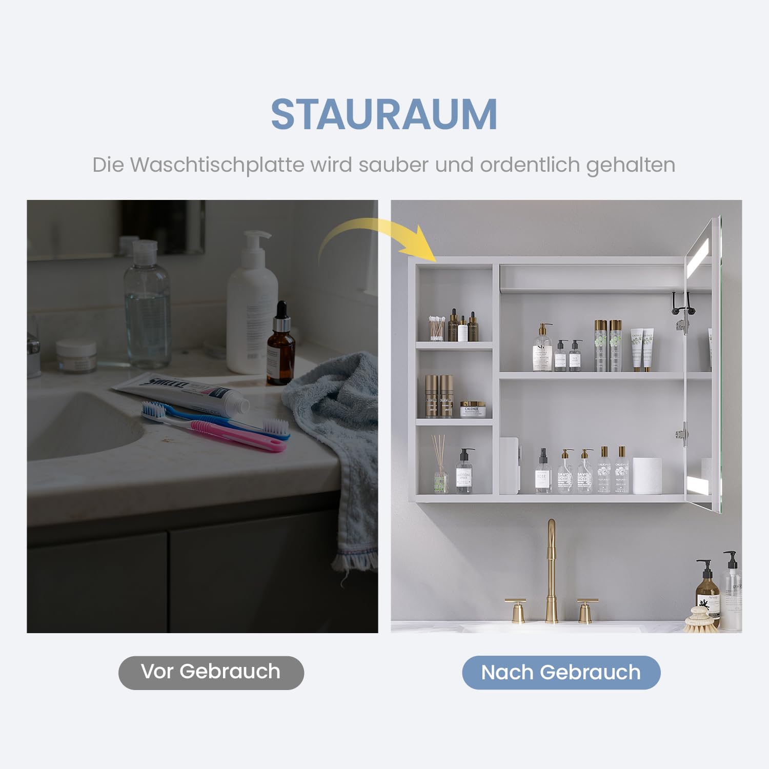 AQUABATOS Spiegelschrank Bad mit Beleuchtung und Steckdose 70 cm breit 60 cm höhe Aluminium Schrank Badspiegel rechts offenen Fächern Links LED Badschrank Infrarot Sensor Antibeschlag dimmbar