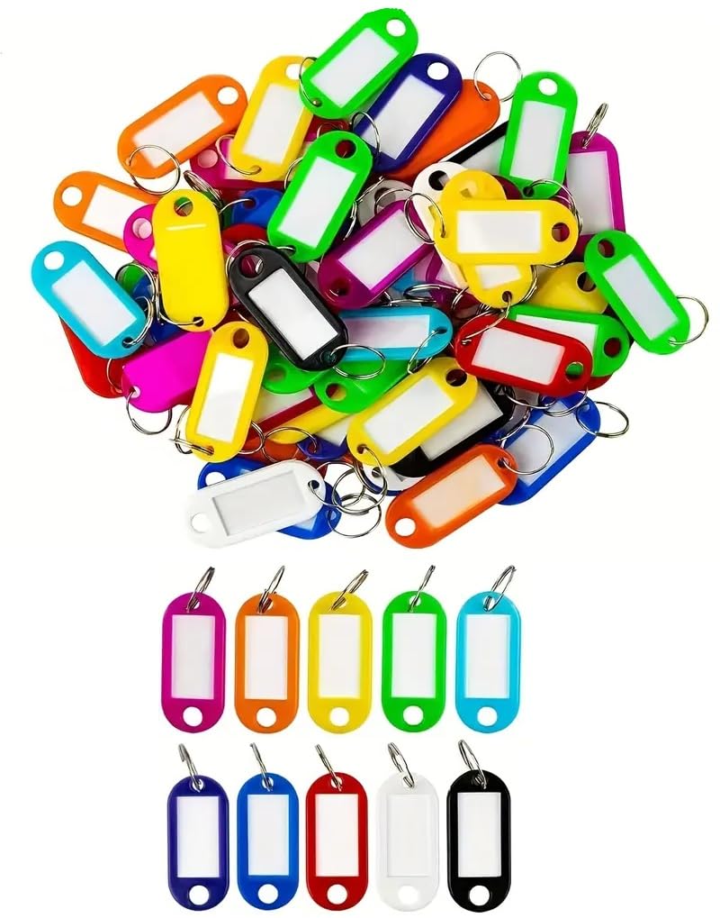 Merriway BH00065 Assorted Key Ring Tags Coloured -24 Pcs Total