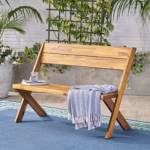 Christopher Knight Home Irene Outdoor Acacia Wood Bench, Sandblast Teak Finish #TOP1