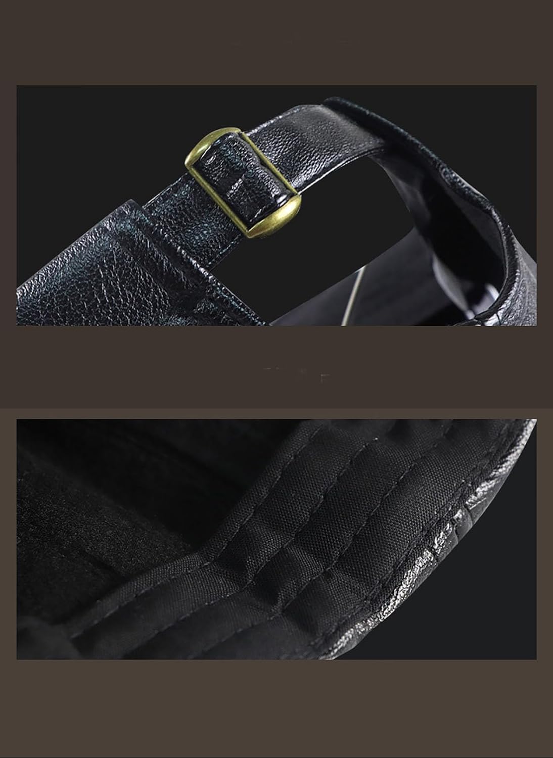 Elwow Men's Warm Pu Leather Baseball Cap Trucker Hat Dad Hat Fishing Hunting Cap with Button Hole Front Design - Image 5