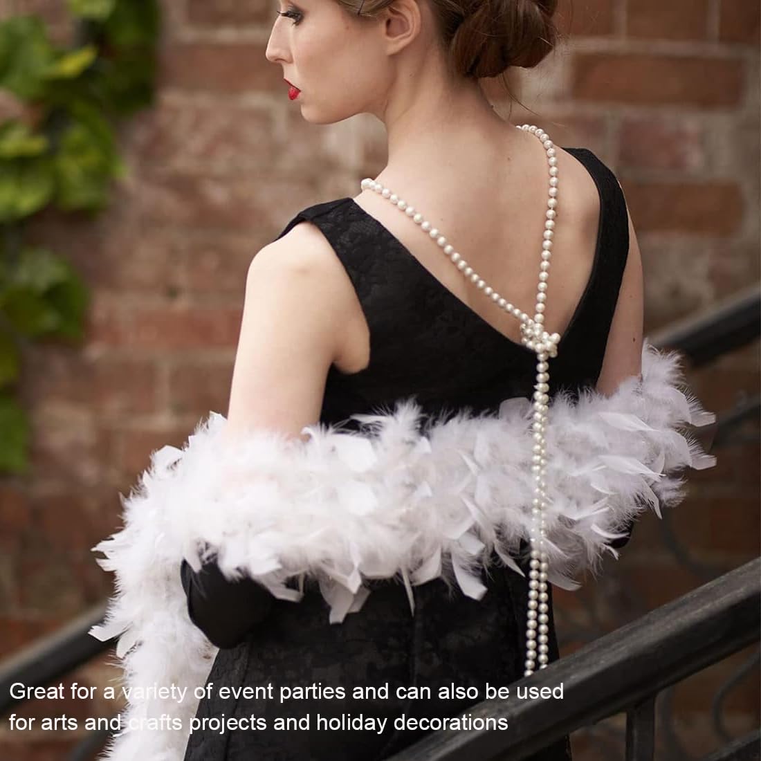 Boas de déguisement pour enfants,Écharpe en plumes de 2 m, écharpe en plumes moelleuses, adaptée aux accessoires de costume de bal, de mariage, de Noël, d'Halloween, de carnaval (blanc)