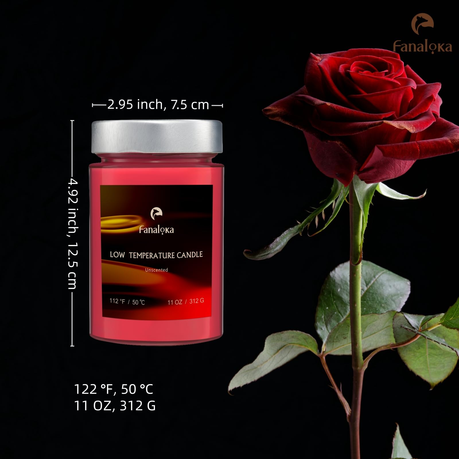 Candela a bassa temperatura per wax play, senza profumo, 50°C, 312g, cera staccabile (Rosso)