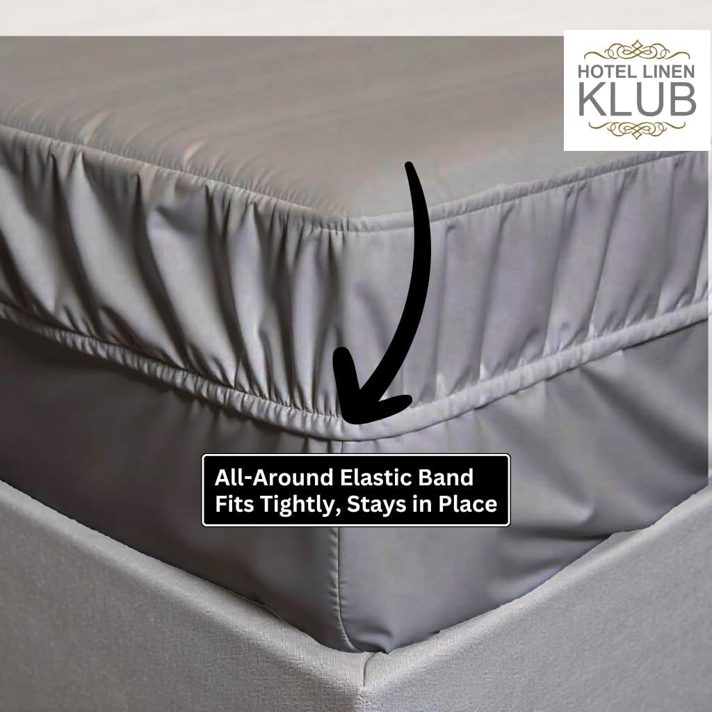 100% Cotton Fitted Sheet - 300 Thread Count, 1cm Stripe Pattern, Elastic Deep Pocket Bed Sheet, Super Soft & Breathable - 1pc Bottom Sheet Silver Grey Twin Size (39X75 Inches)