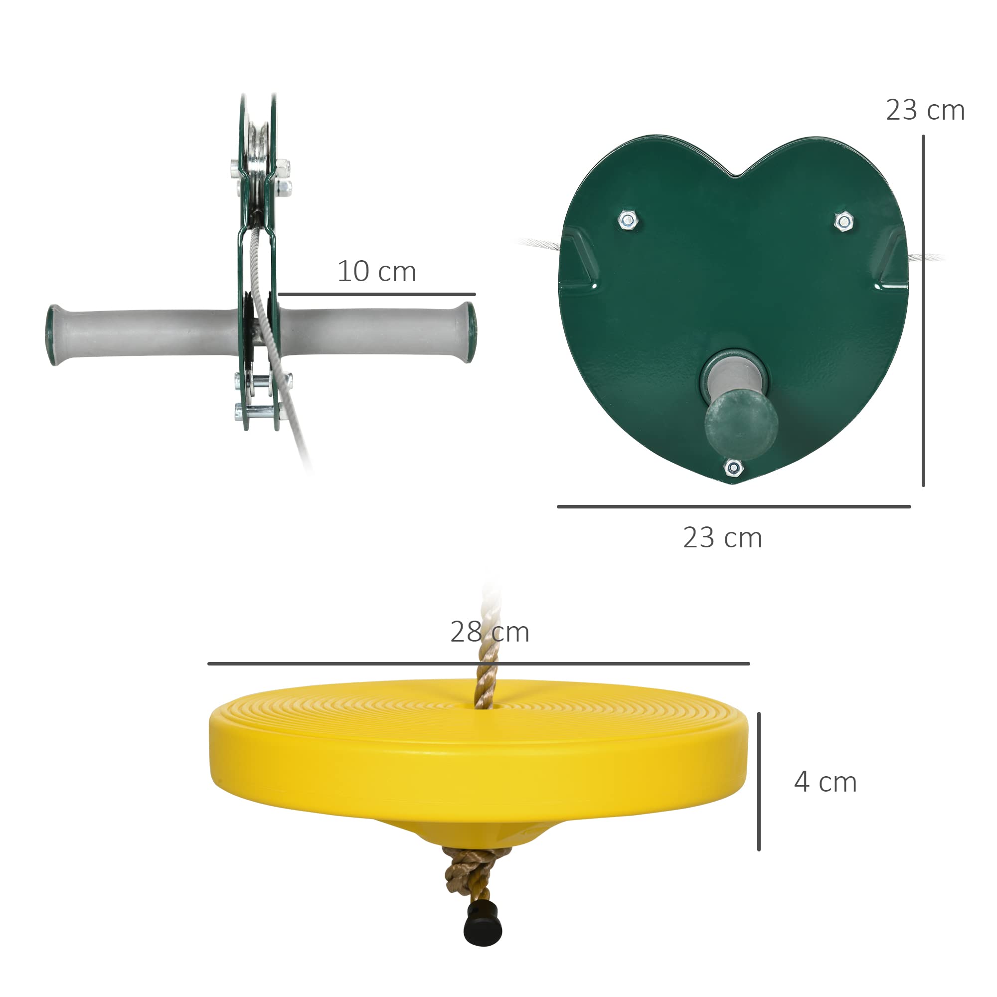Outsunny Kit di traversata tirolese per bambini 6-10 anni Traversata tirolese da giardino Impugnatura antiscivolo Corda regolabile Dispositivo di protezione dell'albero Portata massima di 80 kg Cavo