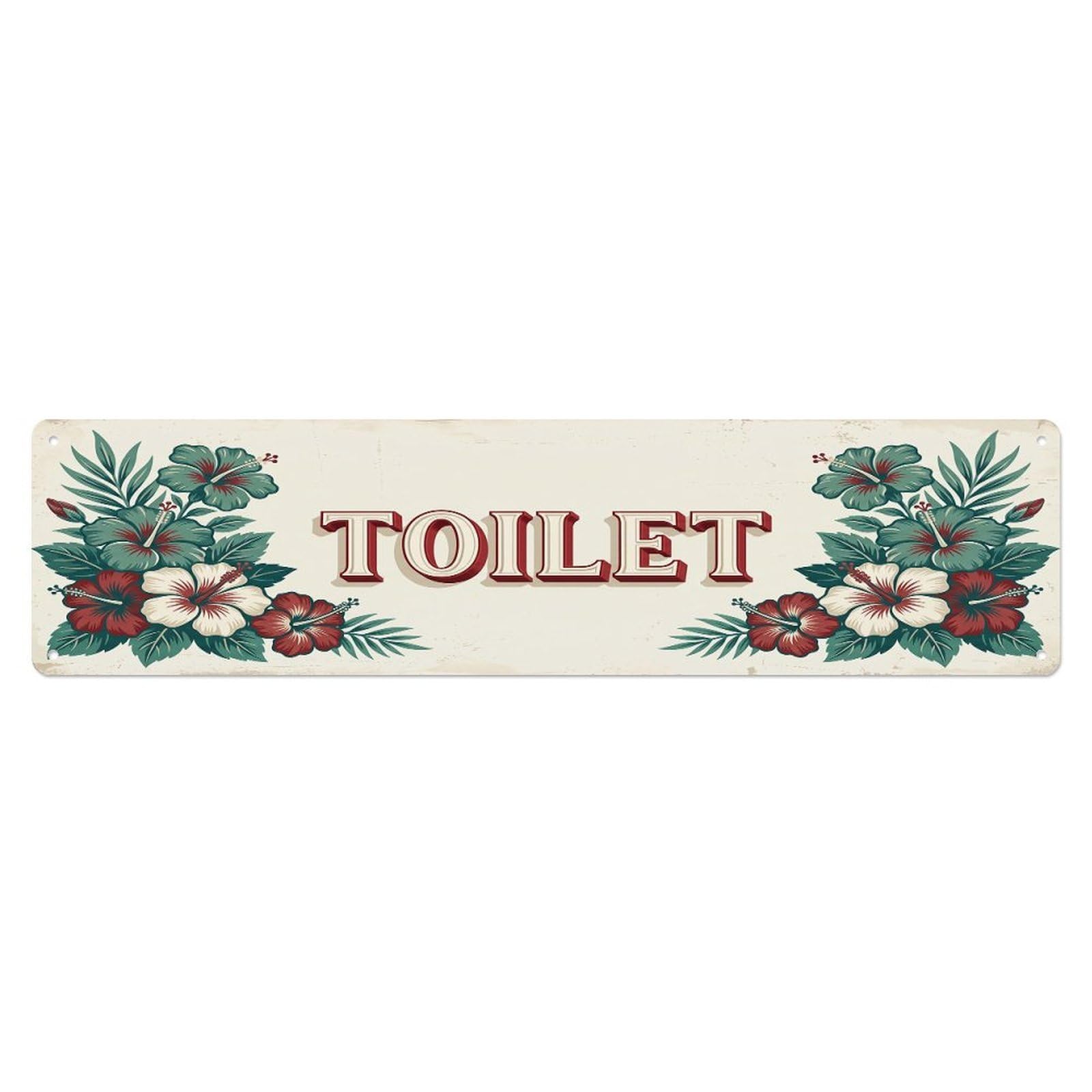 Cmhok Vintage Style Toilet Signage Hibiscus Vintage Metal Tin Sign Wall Decor For Cafe, Club, Garden Metal Poster 4X16inch