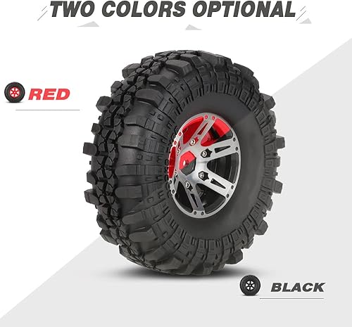 Miniatura 4 de Goolsky 4 neumáticos AUSTAR AX-4020A de 1.9 pulgadas 4.331 in 110 Rock Crawler con llantas de aleación Beadlock para D90 SCX10 AXAIL RC4WD TF2 RC Car