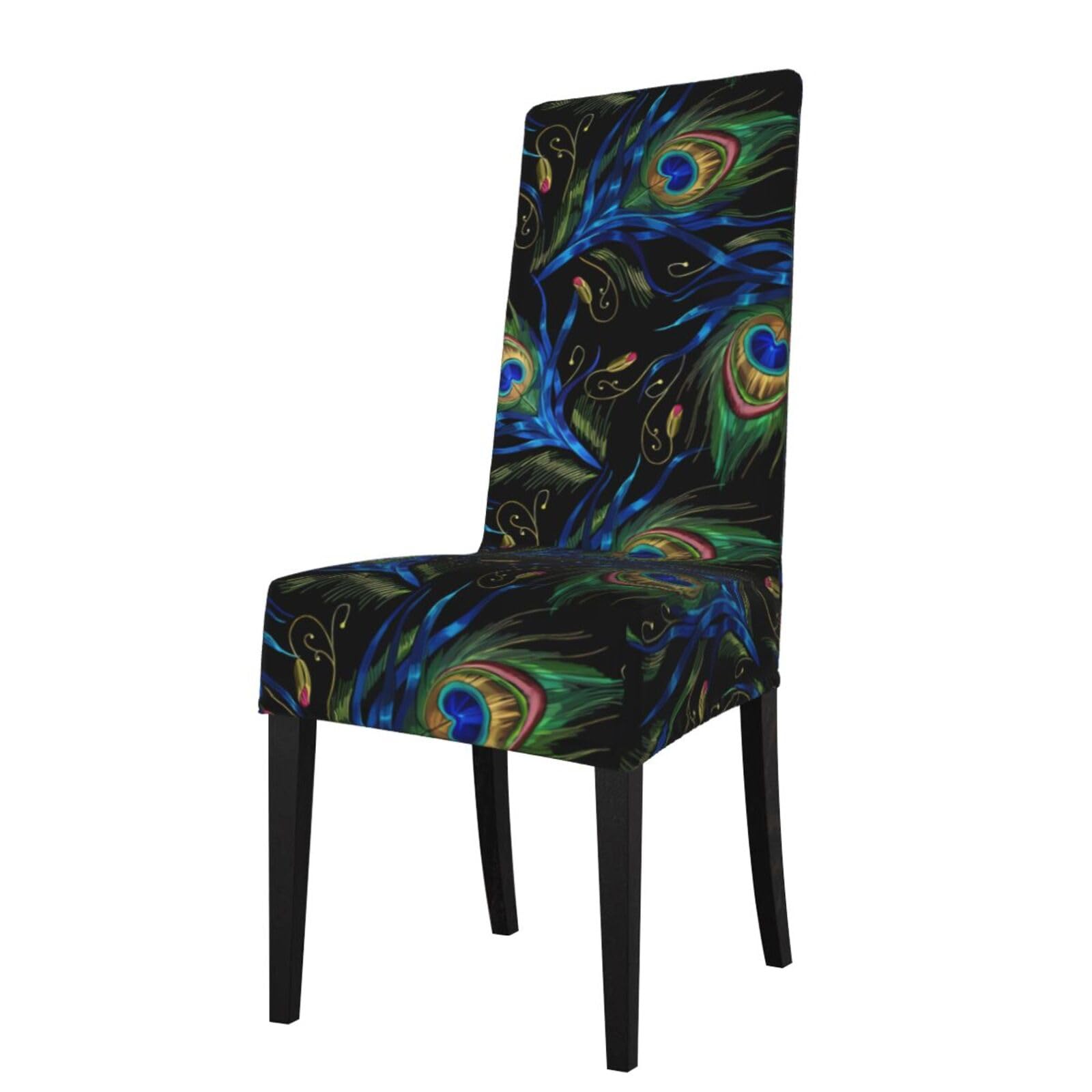 YYHWHJDE Peacock Feathers Prints Protection Cover for Dining Chair – Stretchable Slipcovers for a Refreshing Dining Room Makeover
