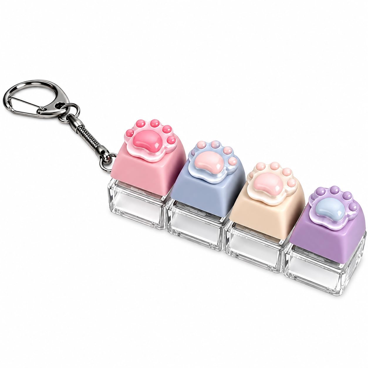 Keyboard Fidget Toy, Four Key Mechanical Style Keychain with Snake Chain, Stress Relief Gadget for Office Workers and Students, Portable Anxiety Relief Tool for Commuting and Gaming-image-24