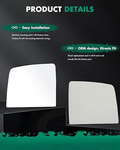 Miniatura 4 de SCITOO Reemplazo de cristal de espejo lateral para Toyota 2008-2017 para Sequoia 2007-2017 para Toyota para Tundra, espejo de remolque de cristal, 1