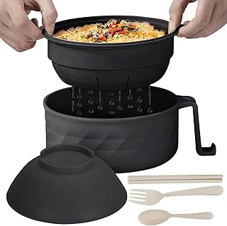6 Piece Set 32oz Ramen Bowl Set, Microwave Ramen Bowl, Wheat Fiber Instant Noodle Bowl with Handles Spoon Chopsticks Fork,...