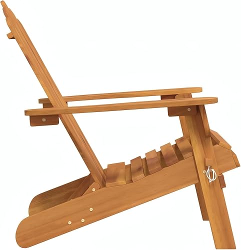 Miniatura 5 de Penau Adirondack Outdoor Chair, Solid Acacia Wood Foldable Patio Seat, Oiled Finish for Outdoor Use, Brown Standard, 33.1 x 29.5 x 35.4 Inchs, 18.96