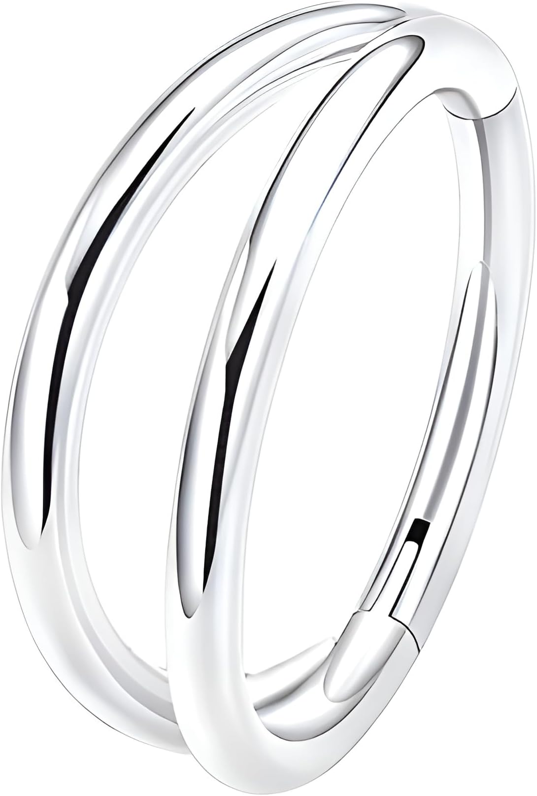 1 PC 16G Silver Diameter 8mm 316L Double Hoop Stainless Steel Hinged Nose Ring Cartilage Earring Septum Rings Daith Tragus Earrings Segment Clicker Lip Piercing Jewelry for Women