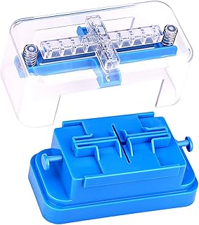 harayaa Multiple Portable 1/4 1/2 Adjustable Quartering Pill Cutter for Round Oblong Pills Tablet Divider W/Blade Guard Blue