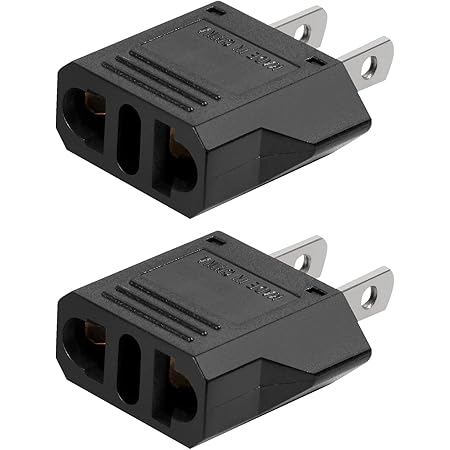 Europe to America Adapter Plug, Jutoarts Small Europe to America Travel Socket Plug Adapter, Europe Plug Adapter, Essential Plug Adapter for America Travel(2-Pack,Black)