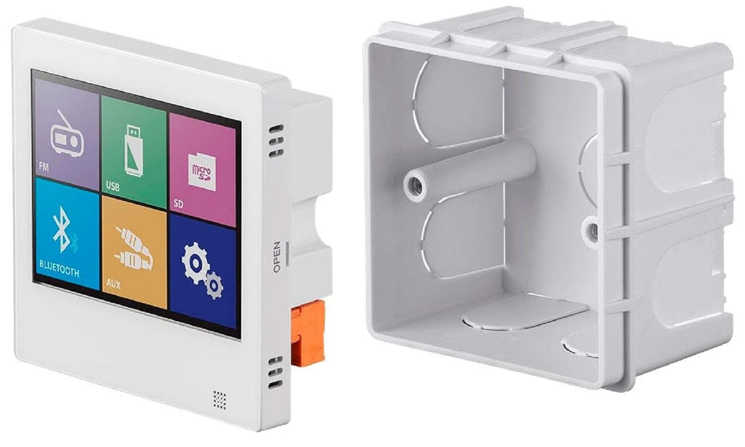 Monoprice 136375 Wall Mount Music Amplifier, 40 Watts with Touch Screen Bluetooth 4.1, Line