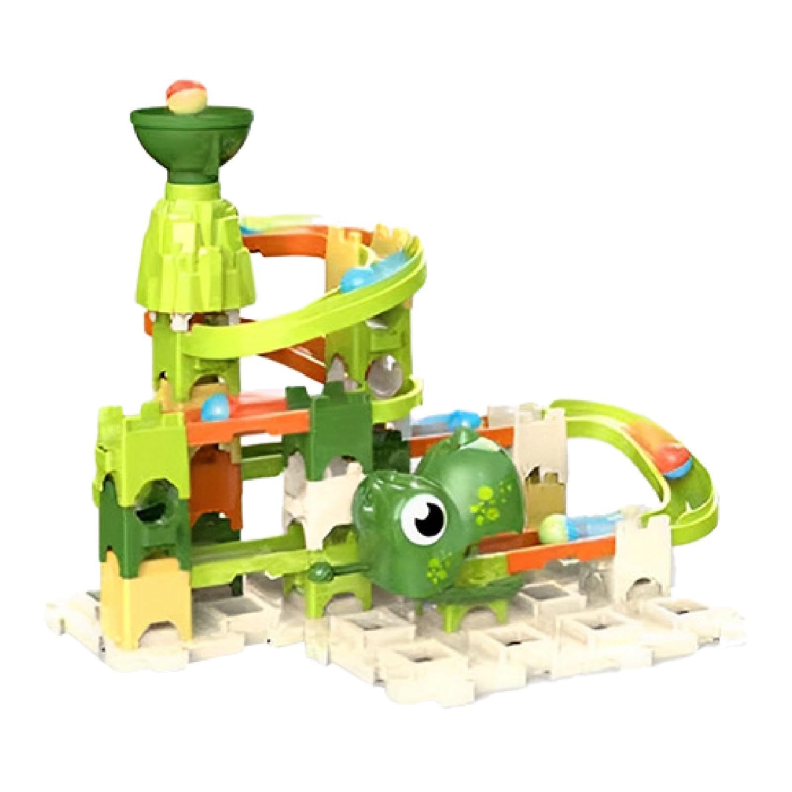 Almencla Marblebahn Spielset Bauklötze Kugelbahn Rennstrecke Aus Robustem Pp Material für Kindergeburtstag Lernspiel Geschenk Familienaktivitäten, 60 Stück