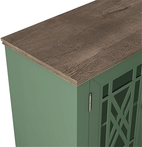 Miniatura 7 de 63" Estilo Vintage Cocina De Madera Acento Buffet Aparador Gabinete - Verde