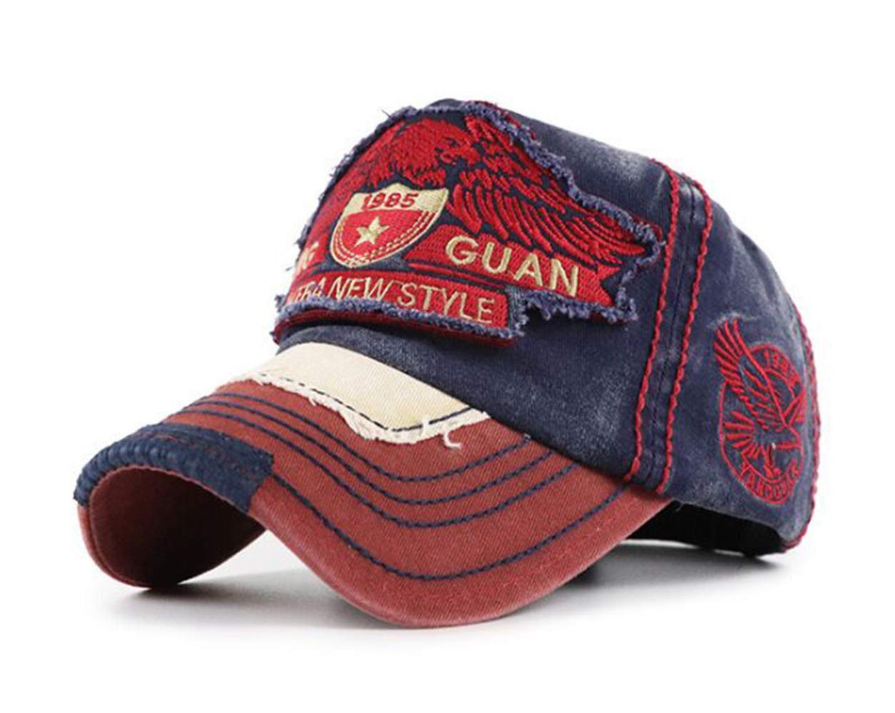 RUICHENG Vintage Distressed Baseball Caps Unisex Snapback Trucker Hat (Blue)