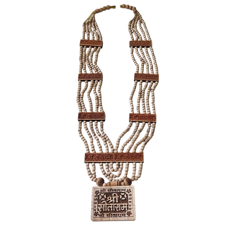 Vrindavan shopi Shri Sitaram Tulsi Beads Mala, 5-Layer Bhaktmal Design with Sanskrit Inscribed Locket, White-image-7