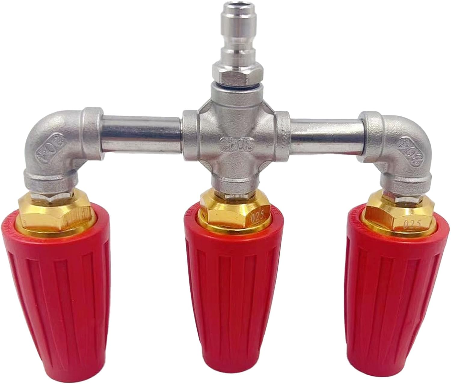 Triple Turbo Nozzle Pressure Washer 360° Rotating 4000 PSI High Pressure Triple Turbo Nozzle Pressure Washer Tip for Power Washer Cleaning, 1/4" Quick Connect, 2.5 Orifice 3-in-1 Design (Red)