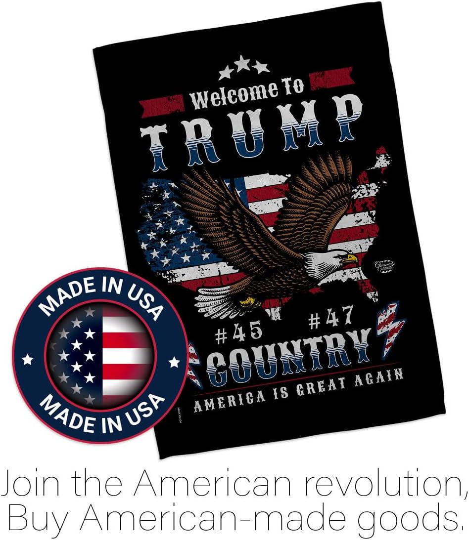 Welcome to Trump Country Flag Yard Sign Wall Hanging Decor Home Poster Rally Shooting MAGA Vance 2024 Political Poster Lawn Garden Outdoor Patriotic Patio Decoration Republican Gift Made in USA