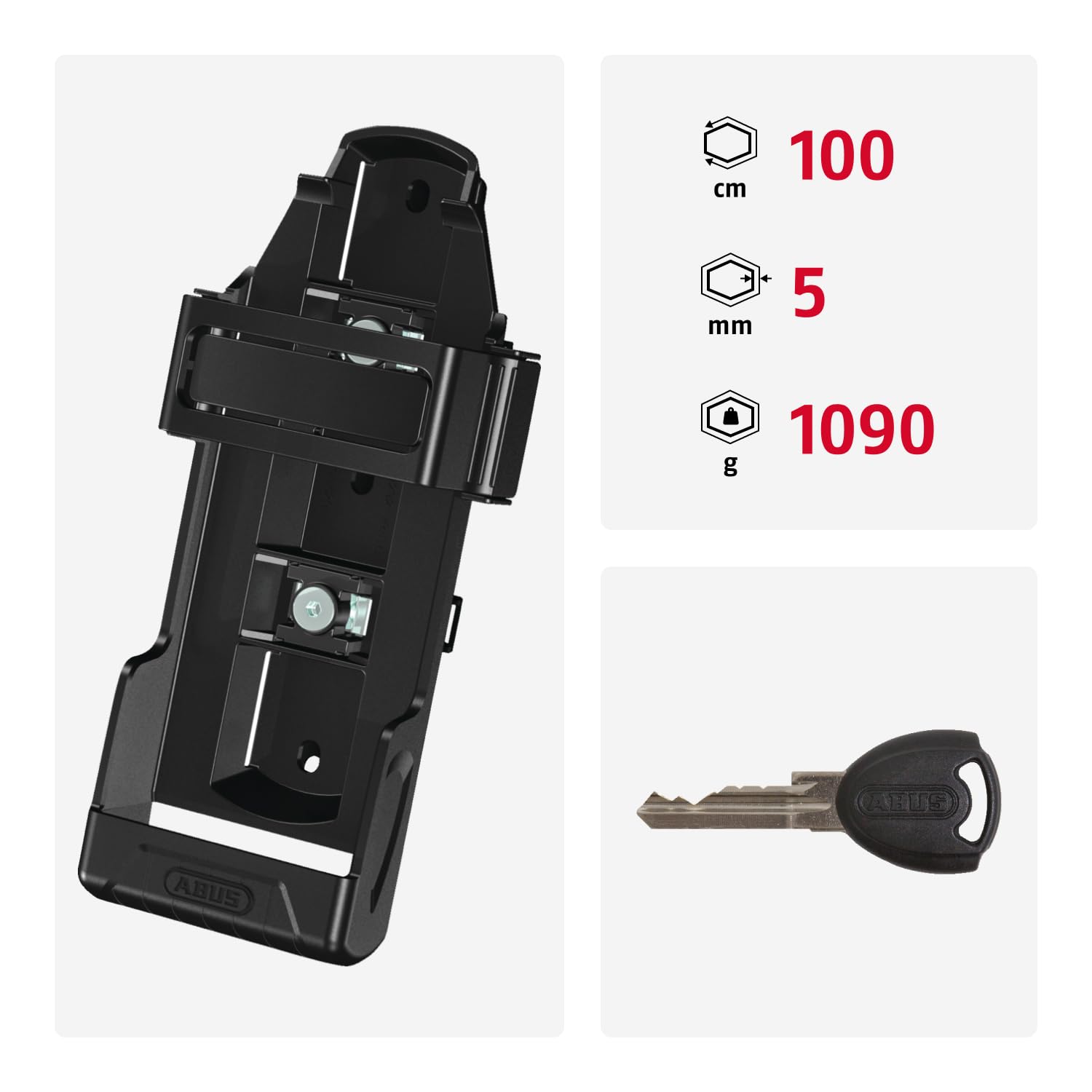 Abus Bordo uGrip 5700K 80 BK SH, Unisex - Candado Plegable para Bicicleta, Negro