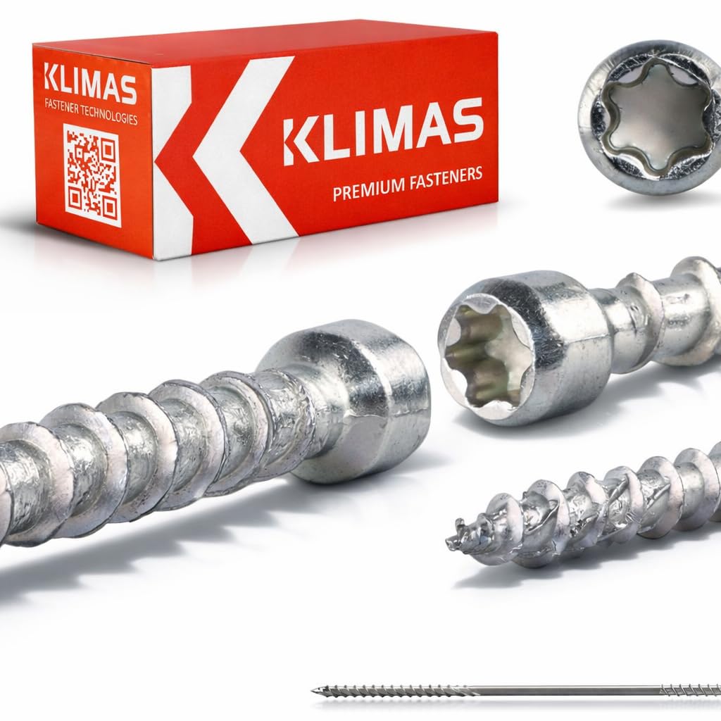 KLIMAS Tornillos de construcción totalmente roscados culata blanca, 25 unidades (10 x 450 mm)