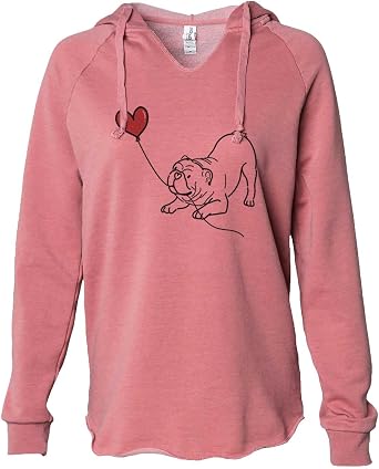 Inkopious English Bulldog Heart String - Women's Cali Wave Hooded Sweatshirt