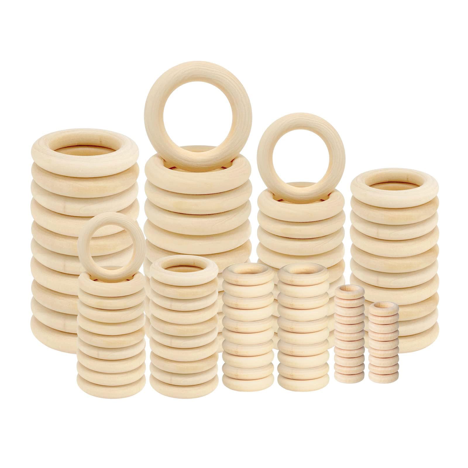 3 Anillos De Madera Natural Sin Terminar – Círculos De Madera Lisa En Blanco Para Macramé, Fabricación De Joyas De Bricolaje, Conectores Colgantes, Proyectos De Artesanía De Madera (Size:4.92in/125mm)