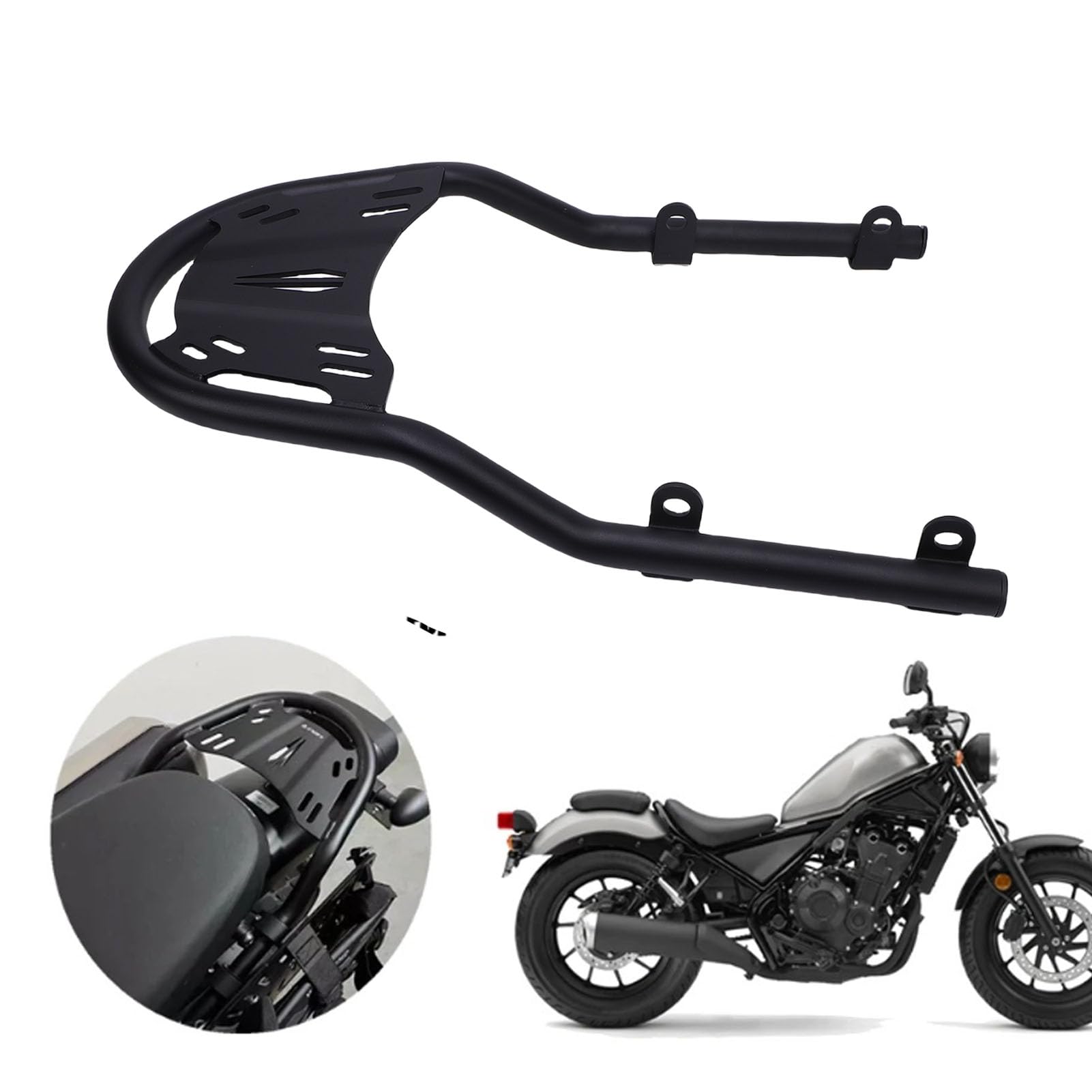 Generic Motorrad-Gepäckträger Hinten, für CL300 CL500 CL250 2023–2025, Träger-Topcase-Halterung, Verlängerung, Beifahrer-Haltegriff, Seitlicher Handlauf, Heckträger
