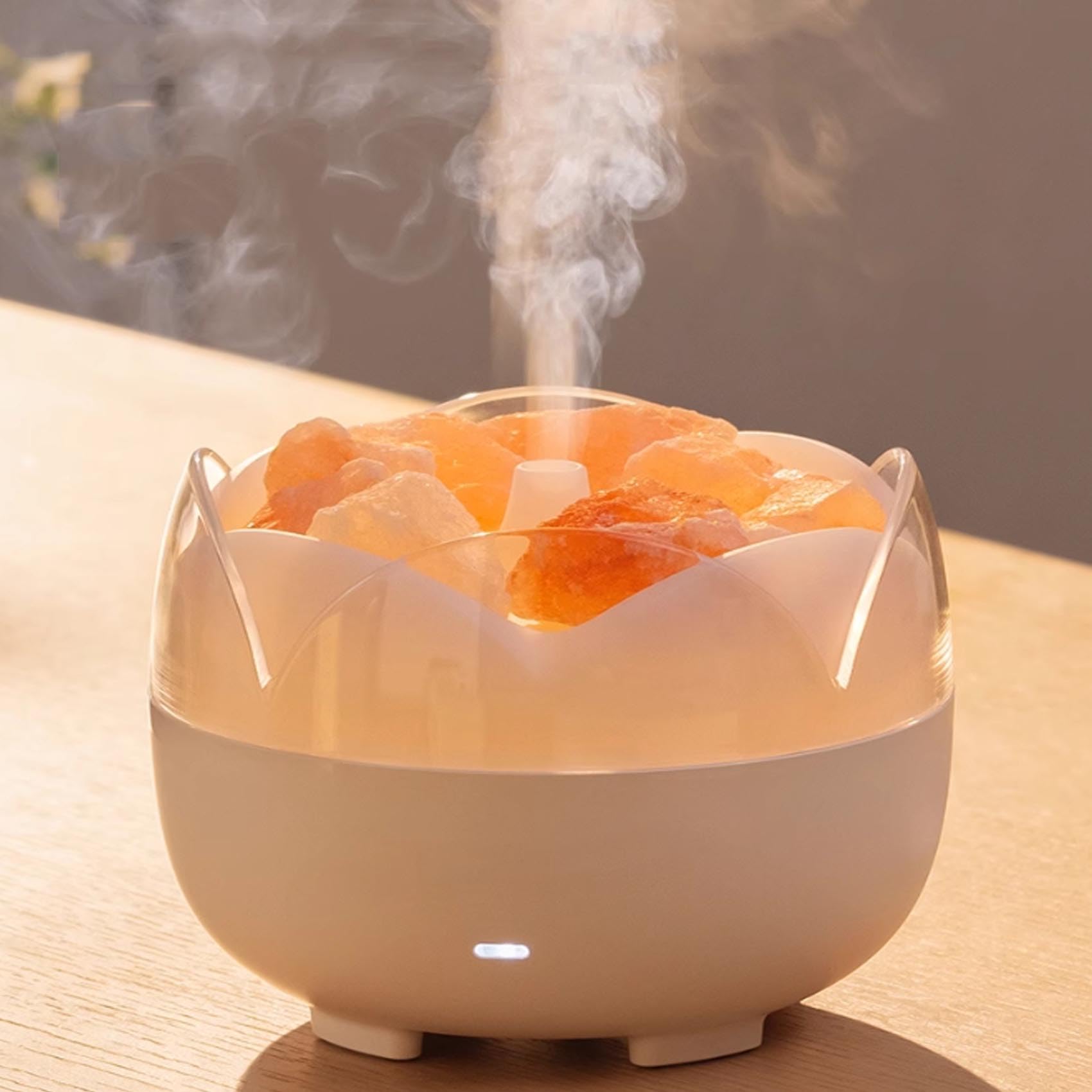 Diffusore per aromaterapia con sale e pietra, umidificatore d'aria, diffusore per aromaterapia silenzioso con protezione automatica spegnimento per casa, ufficio, camera da letto e palestra. (Oli