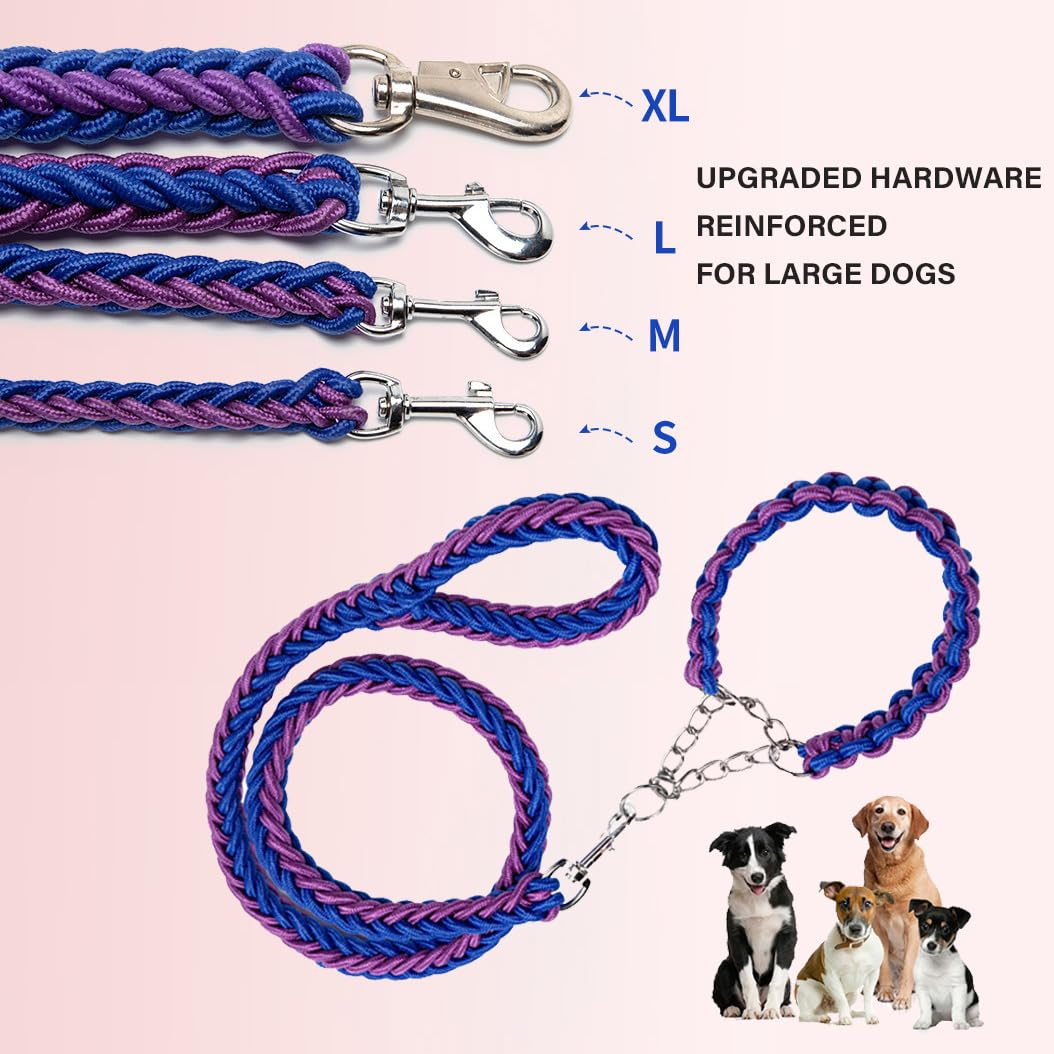Correa Trenzada Con Cadena Resistente Para Perros Med 140cm
