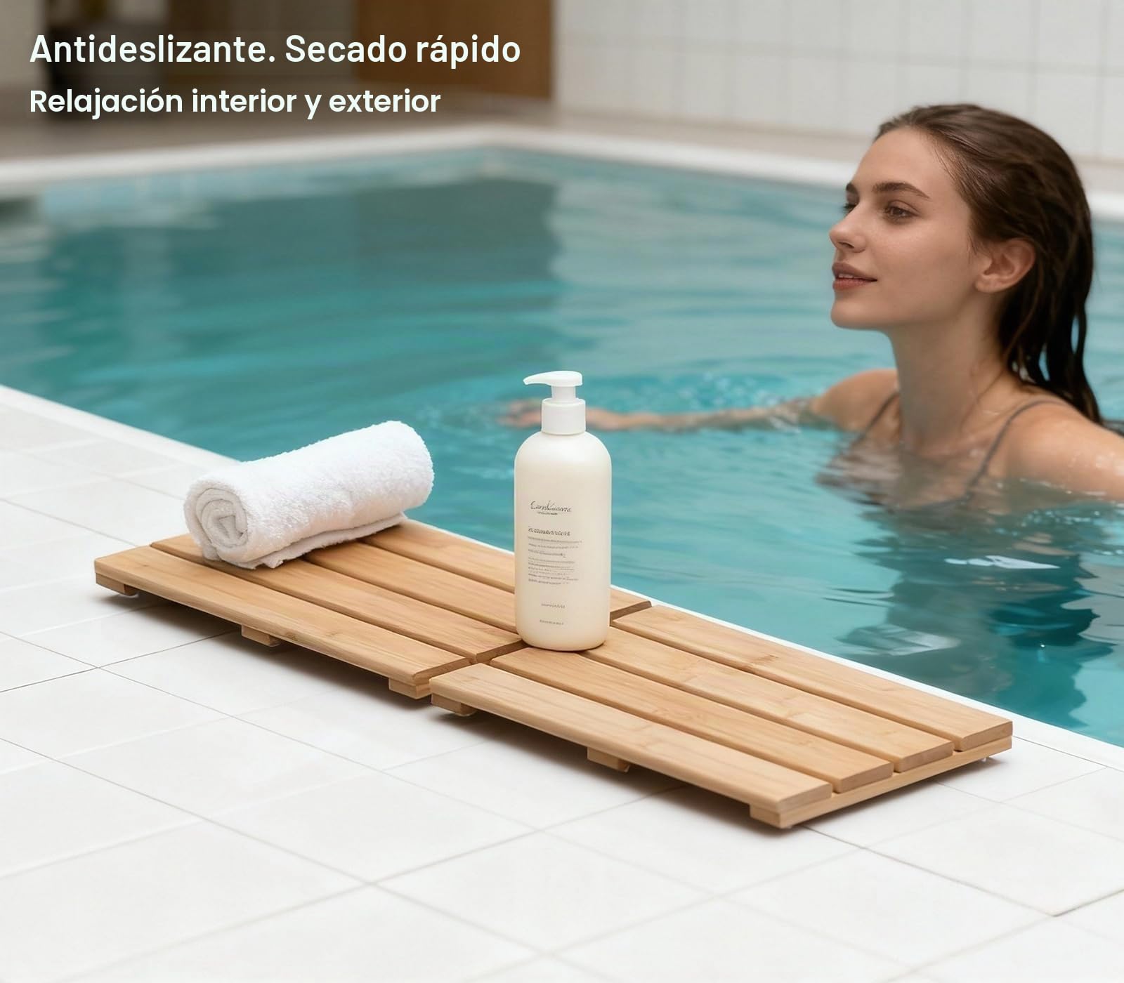 Tapete de baño de bambú para Ducha, tapete pequeño Antideslizante de Madera de bambú para Interior o Exterior (15.8 x 10.2 Pulgadas)
