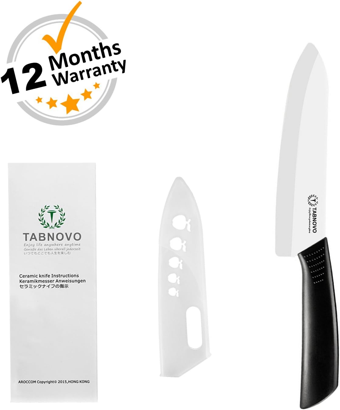 Ceramic Kitchen Knife 6 inch Cutlery Chef Knife with Sheath Upgrade Handle