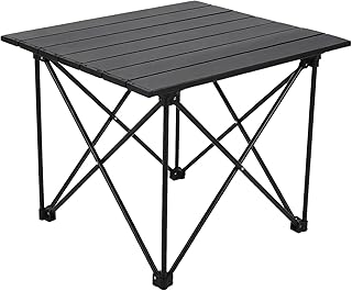 Camping Table 27” Aluminum Roll-Top Folding Table, Lightweight & Heavy-Duty Outdoor Table with Carry Bag, Easy Setup for Camping, BBQ & Picnic