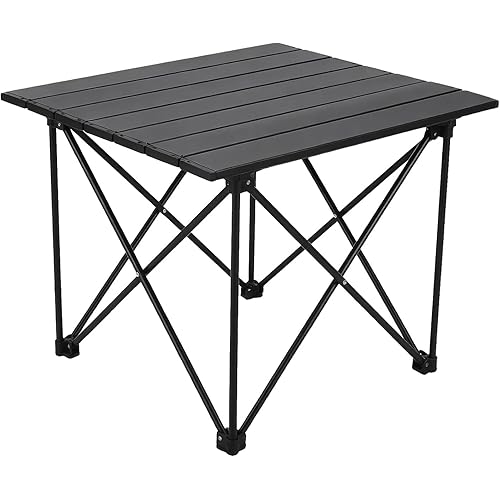 OTIATrail Camping Table 27” Aluminum Roll-Top Folding Table, Lightweight & Heavy-Duty Outdoor Table with Carry Bag, Easy Setup for Camping, BBQ & Picnic