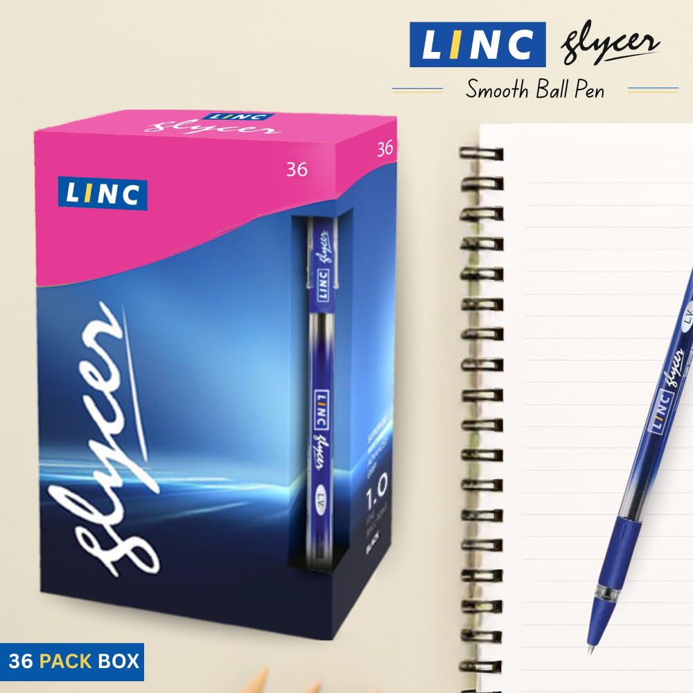 Amazon | linc Glycer ボールペン [ブルー] – 36本パック 1.00mmペン先