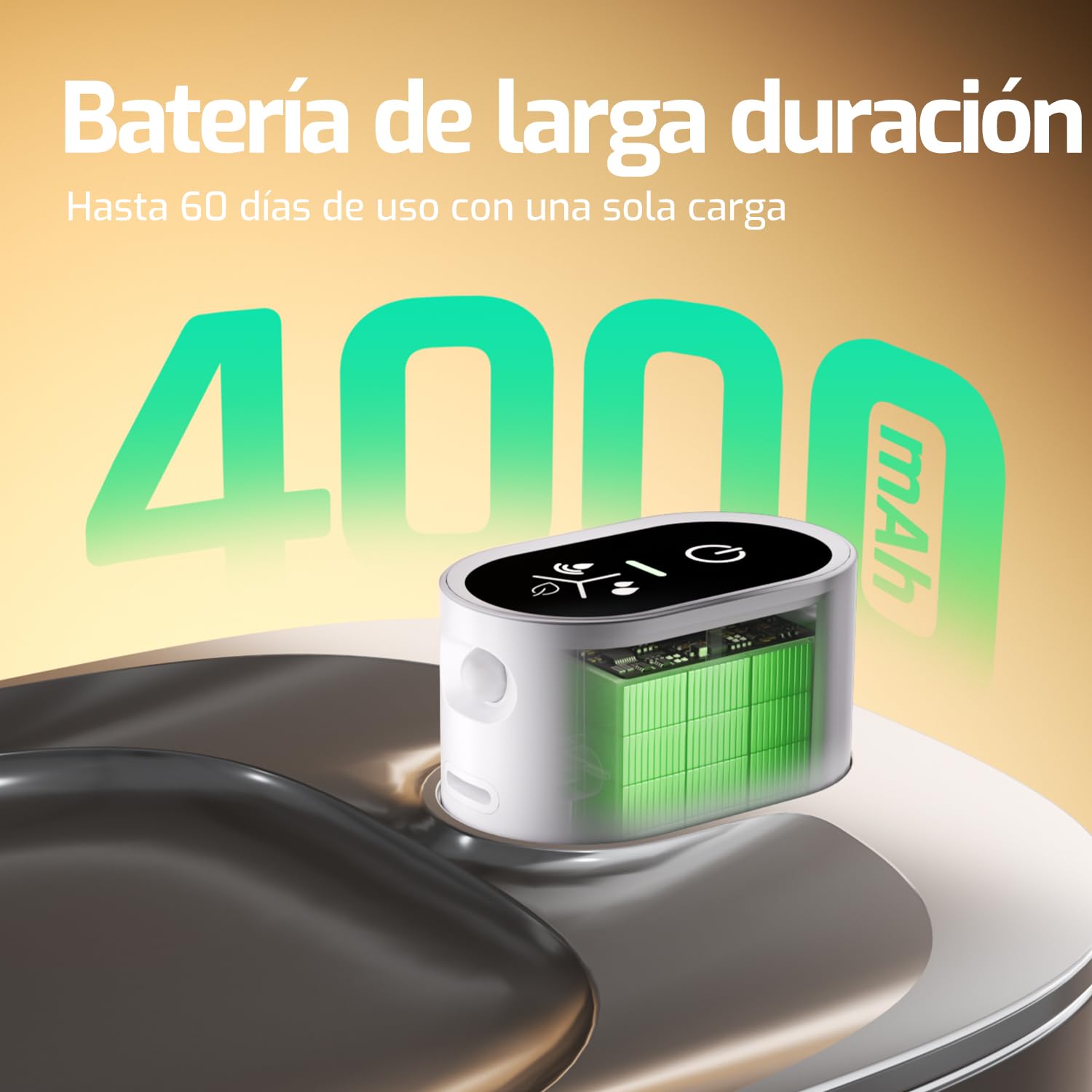 Fuente para mininos Acero Inoxidable, Bebedero mininos, 4L Fuente Agua mininos con Sensor Automático, Bebedero mininos Ultra Silenciosa con Batería de 4000 mAh, FS10pro (Blanco, 1 Filter)