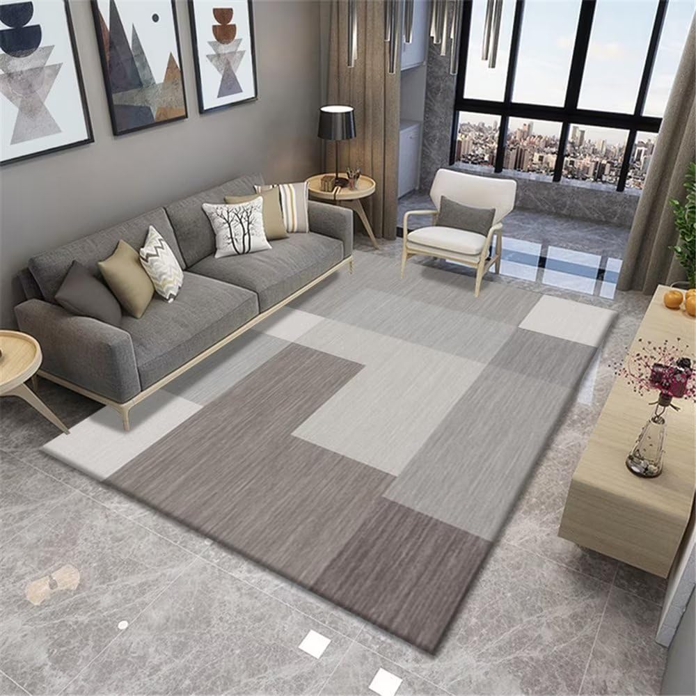 Tapis de chambre au motif flou gris pour réchauffer un sol froid de pièce à coucher